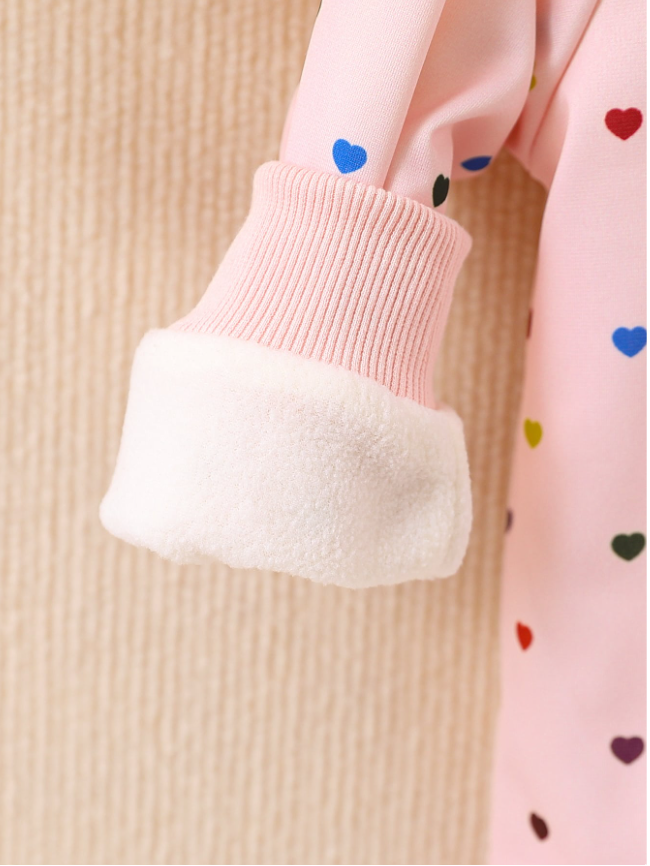 Young Girl Heart Print Bomber Jacket
