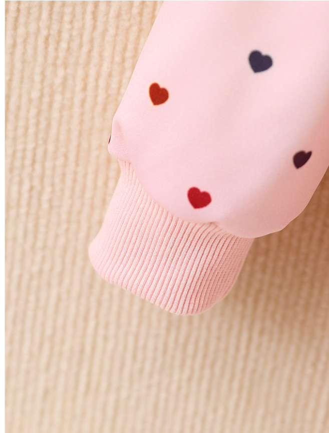 Young Girl Heart Print Bomber Jacket