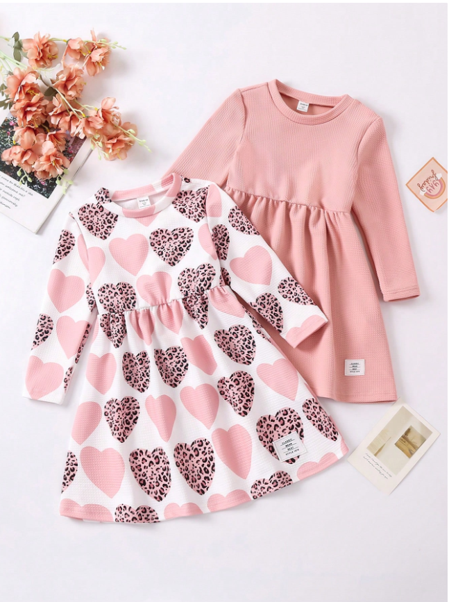 Genkimix Kids 2pcs/Pack Young Girl Long Sleeve Dress