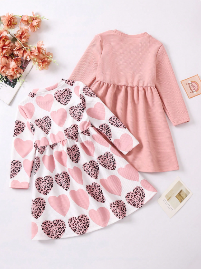 Genkimix Kids 2pcs/Pack Young Girl Long Sleeve Dress