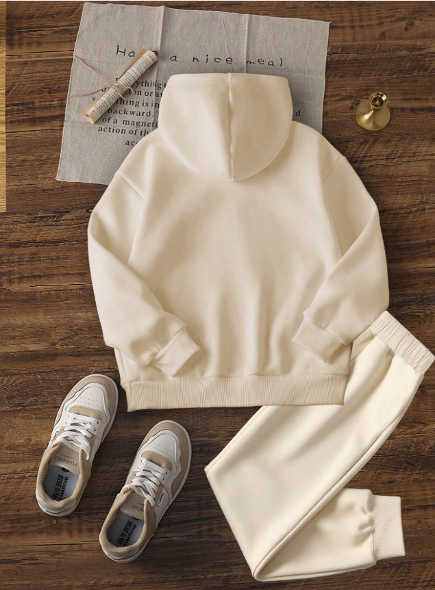 2pcs/Set Girls Cute Guinea Pig Print Thermal Lined Hoodie Sweatshirt & Pants Set, Warm Autumn/Winter Children Outfit - Soft & Comfortable Tween Girl Hooded Sweatshirt To Showcase Their Personalized