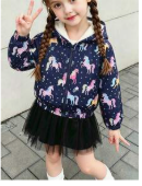 Toddler Unicorn Print Warm Hooded Jacket