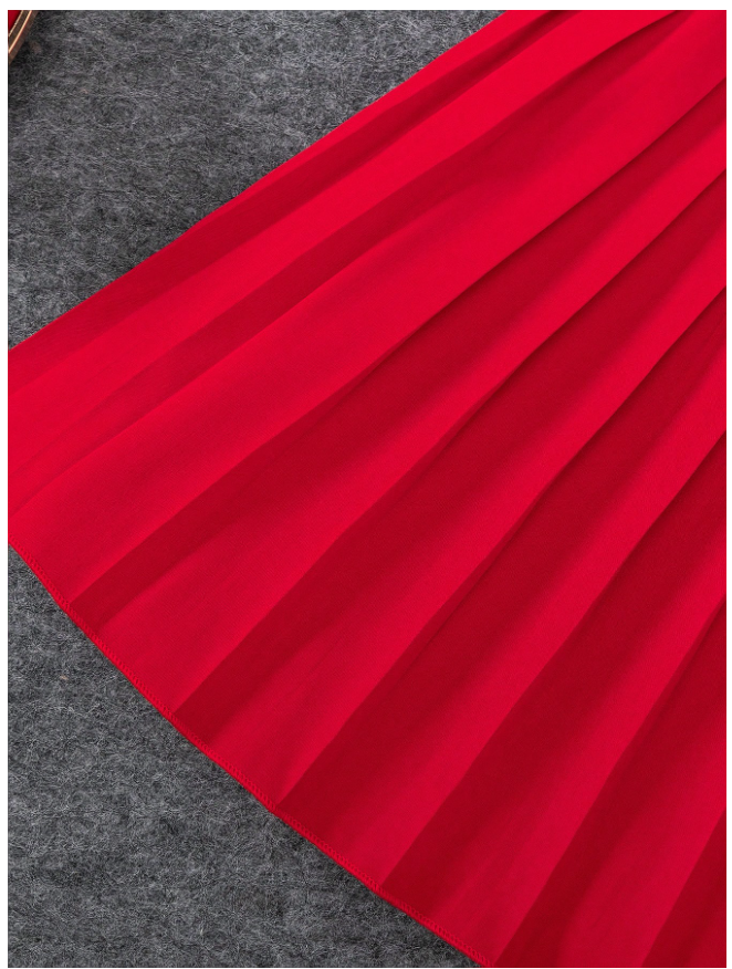 2pcs/Set Girls' Strawberry Decor Cardigan Dress With Button, Sleeveless Elegant Pleated Dress Suitable For Spring Autumn, Fashionable Casual Outfit For Birthday Party, Daily Wear