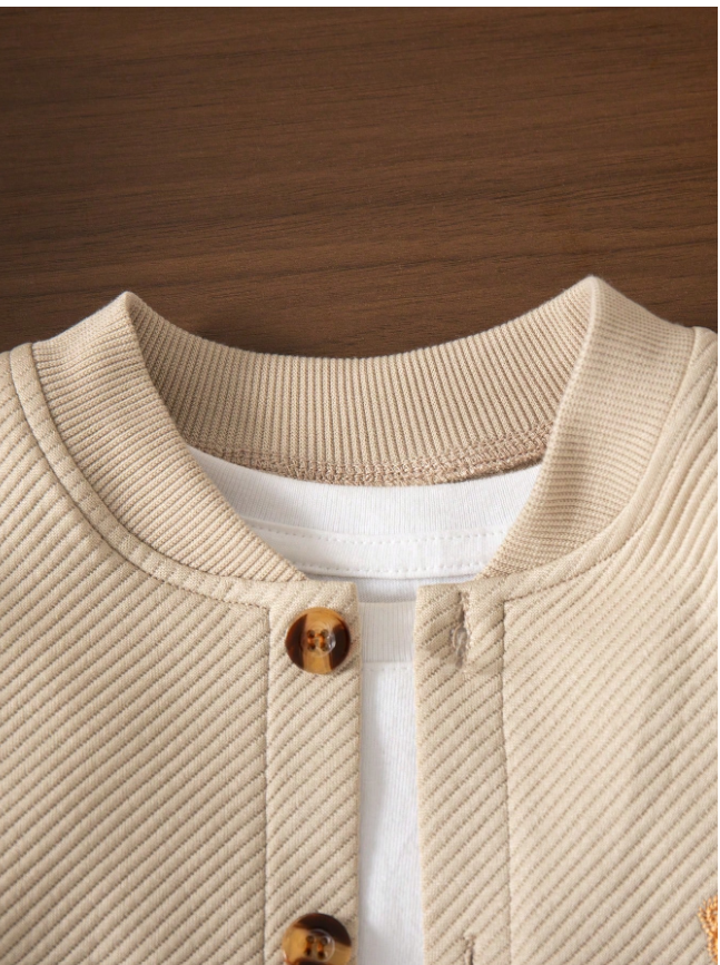 Casual Outgoing Fashion Solid Color Cartoon Embroidery Design Regular Fit Long Sleeve Jacket, Spring & Autumn