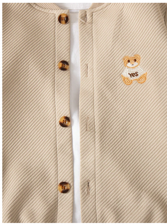 Casual Outgoing Fashion Solid Color Cartoon Embroidery Design Regular Fit Long Sleeve Jacket, Spring & Autumn