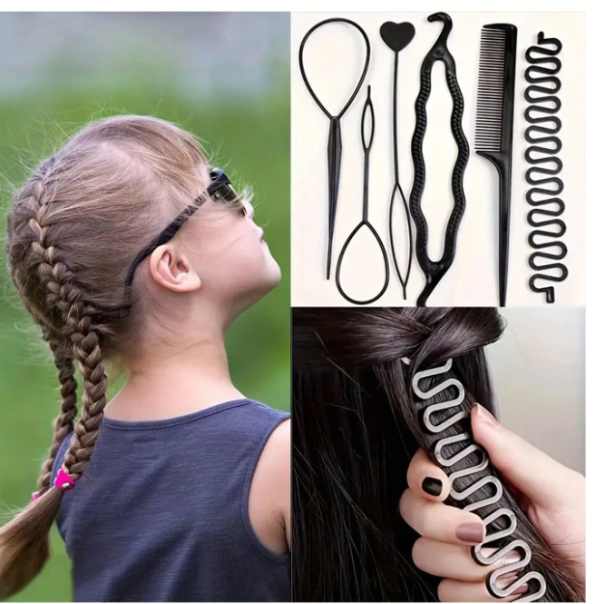 6pcs Hair Styling Tools For Girls, Topsy Tail Hair Tool Hair Loop + Hair Comb, Ideal Choice For Gifts