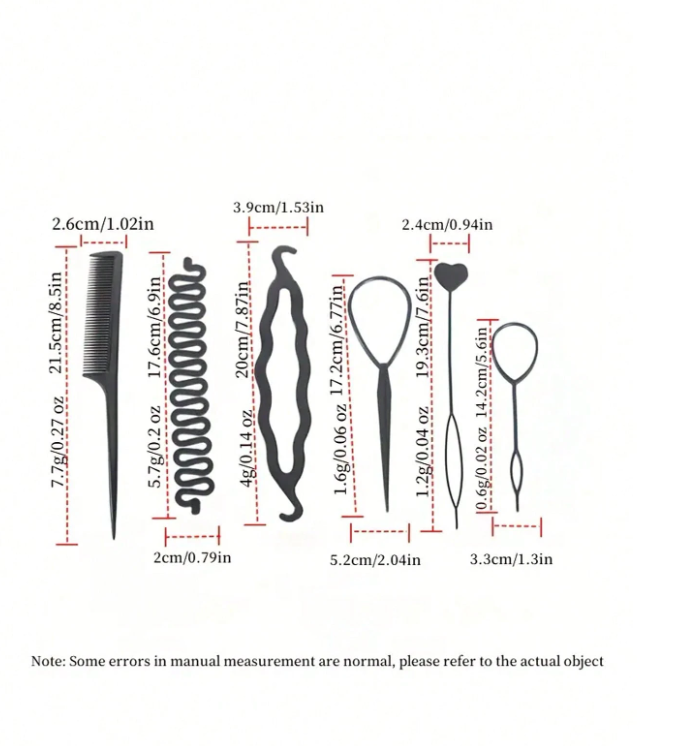 6pcs Hair Styling Tools For Girls, Topsy Tail Hair Tool Hair Loop + Hair Comb, Ideal Choice For Gifts