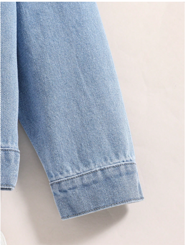Tween Girl Butterfly & Slogan Graphic Denim Jacket,Holiday,Summer,Travel, School, Campus, College