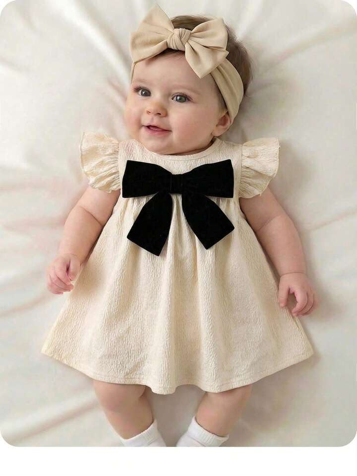 Girl Bow Textured Dress