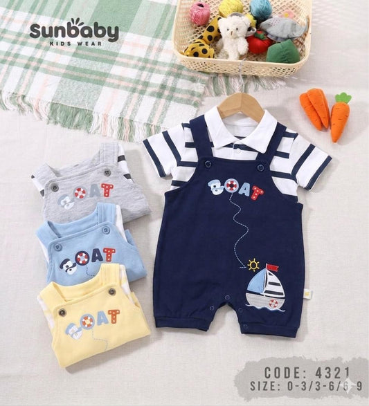 Stylish baby boy romper featuring a striped polo shirt design