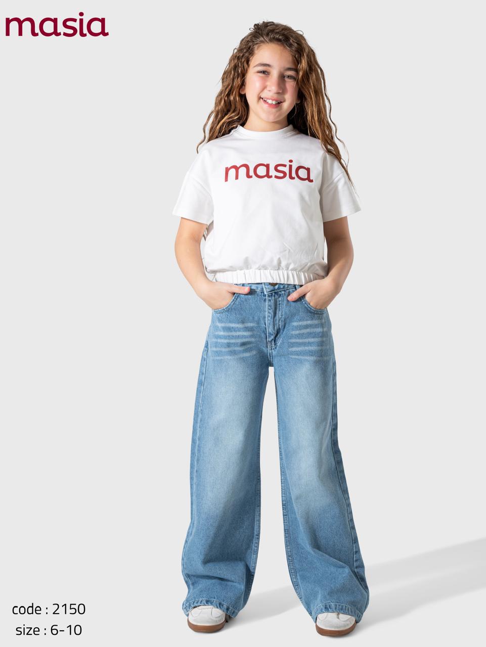 Girls Wide-Leg Light Wash Denim Jeans