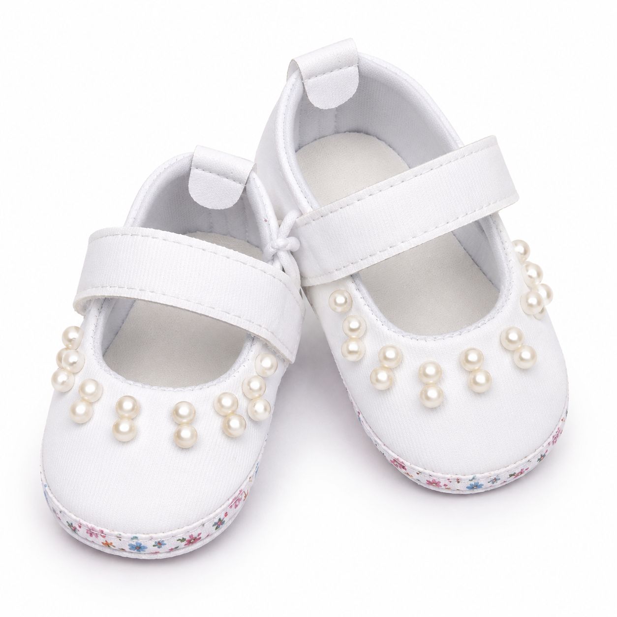 Classic baby girls’ black dress shoes with pearl embellishmen
