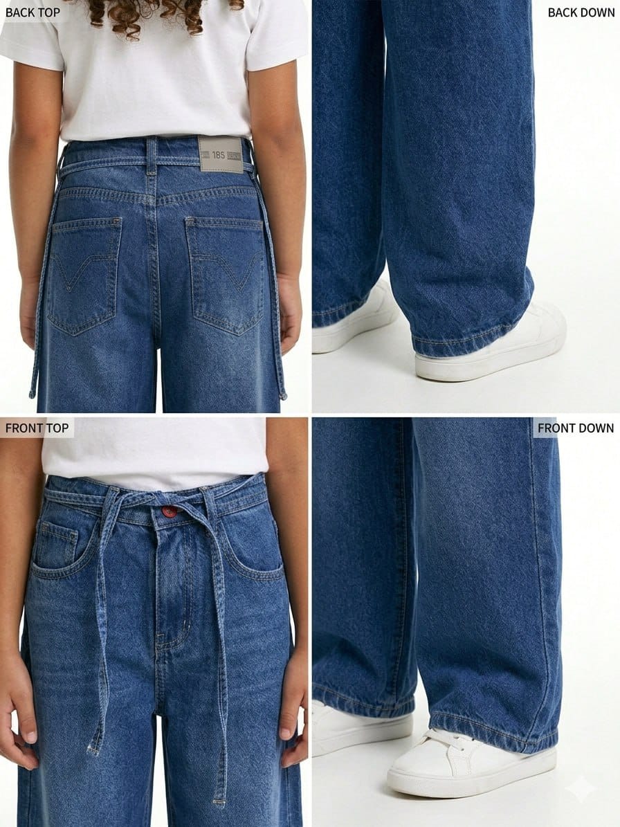 Girls Barrel Jeans Blue Denim 4237