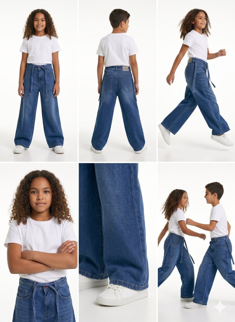 Girls Barrel Jeans Blue Denim 4237