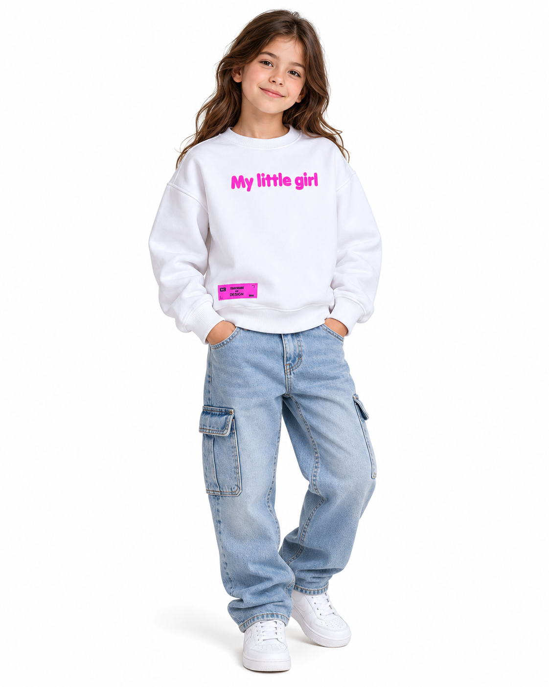 Girls Oversized 'My Little Girl' Fleece Sweatshirt WL0140
