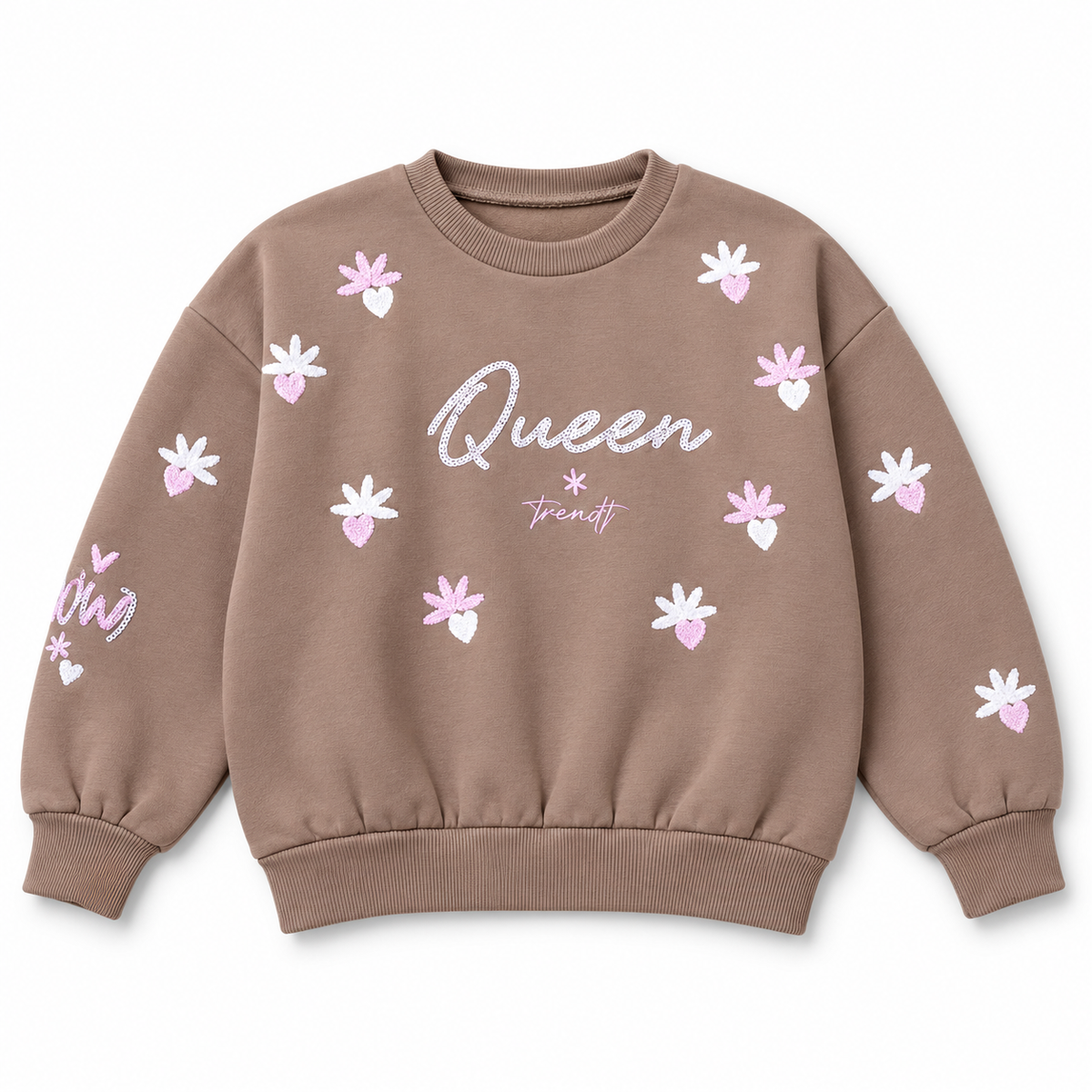 Girls Queen Embroidered Sweatshirt