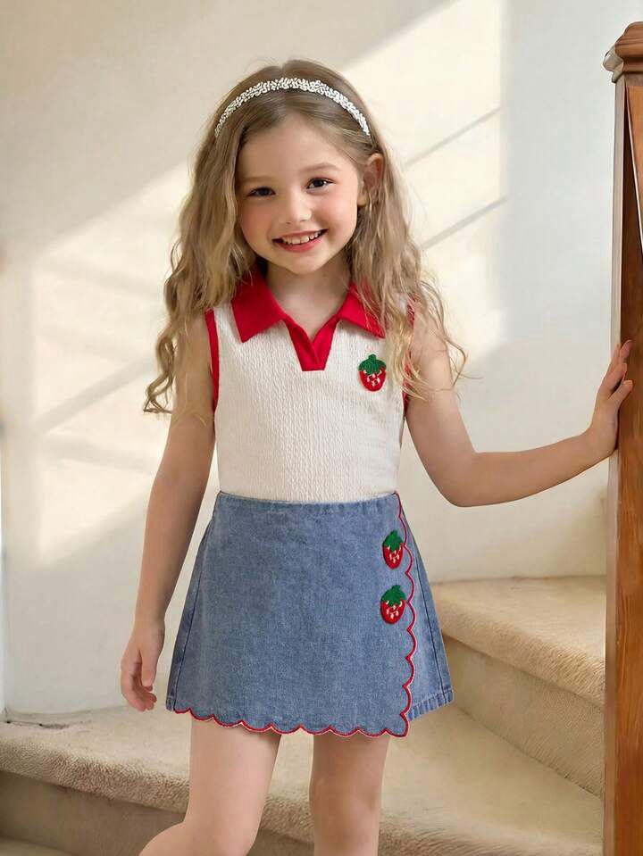 Girl Knit Denim Set