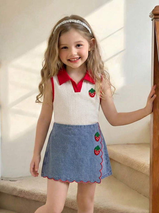 Girl Knit Denim Set