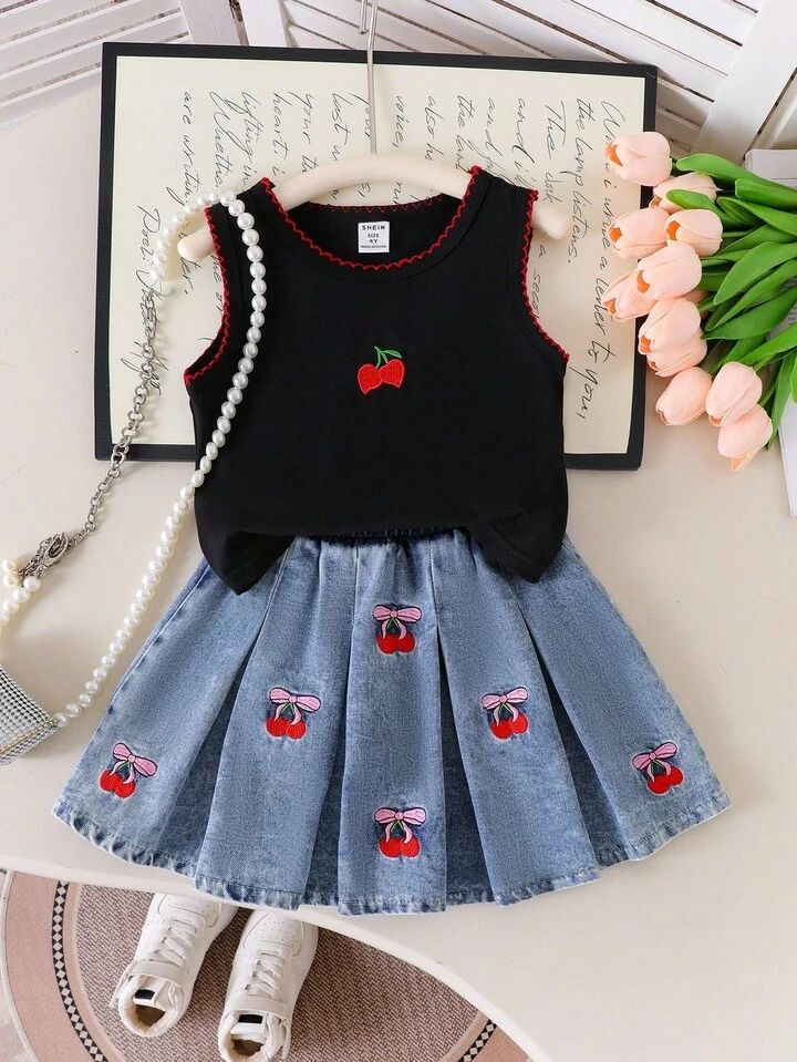 Girl Knit Denim Set