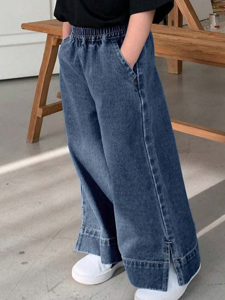 Girl Casual Wide Leg Denim Jeans