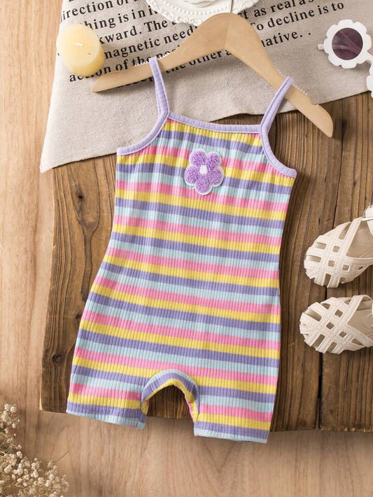 Girl Floral Camisole Romper Cute Flower Pattern Set