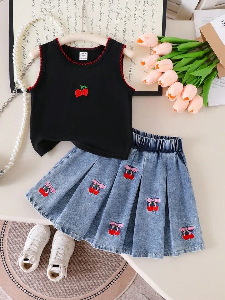Girl Knit Denim Set