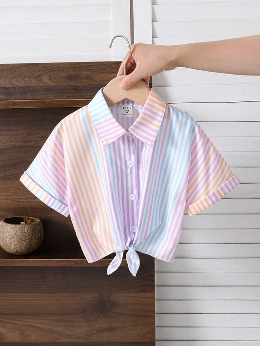 Girl Striped Casual Top Shirt
