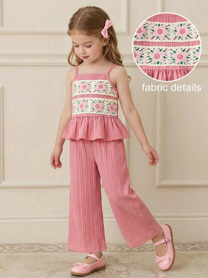 Girl Floral  3D Floral Crochet  Lace Set