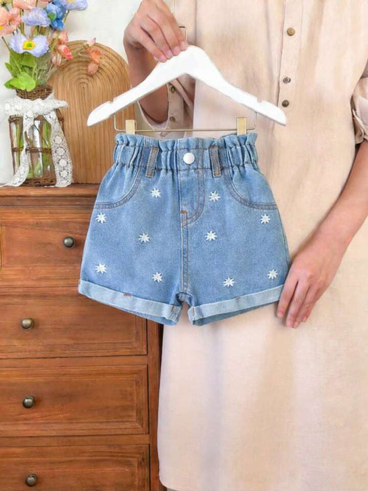 Girl Denim Ruffle Shorts