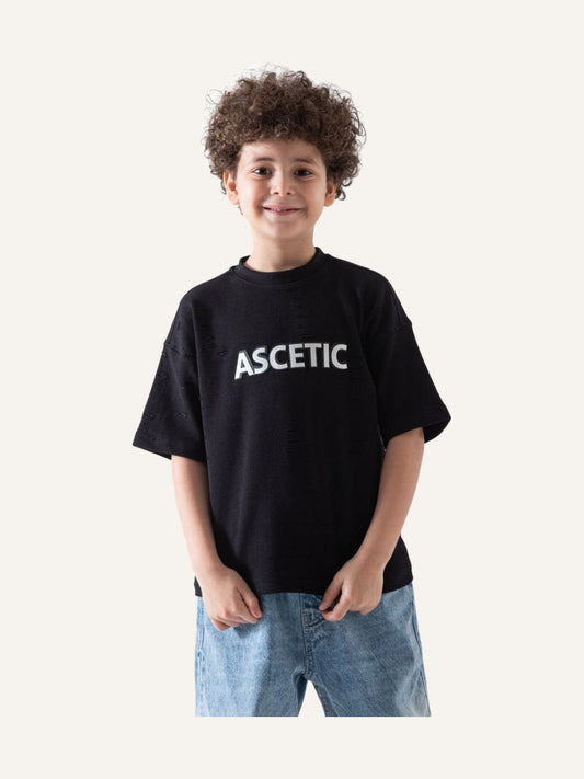 Boys Aesthetic Distressed Textured T-Shirt
