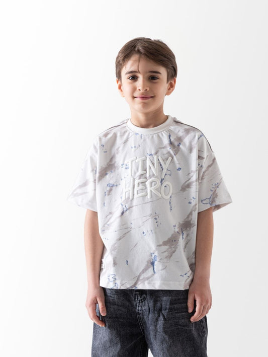 Boys Tiny Hero Printed Cotton T-Shirt