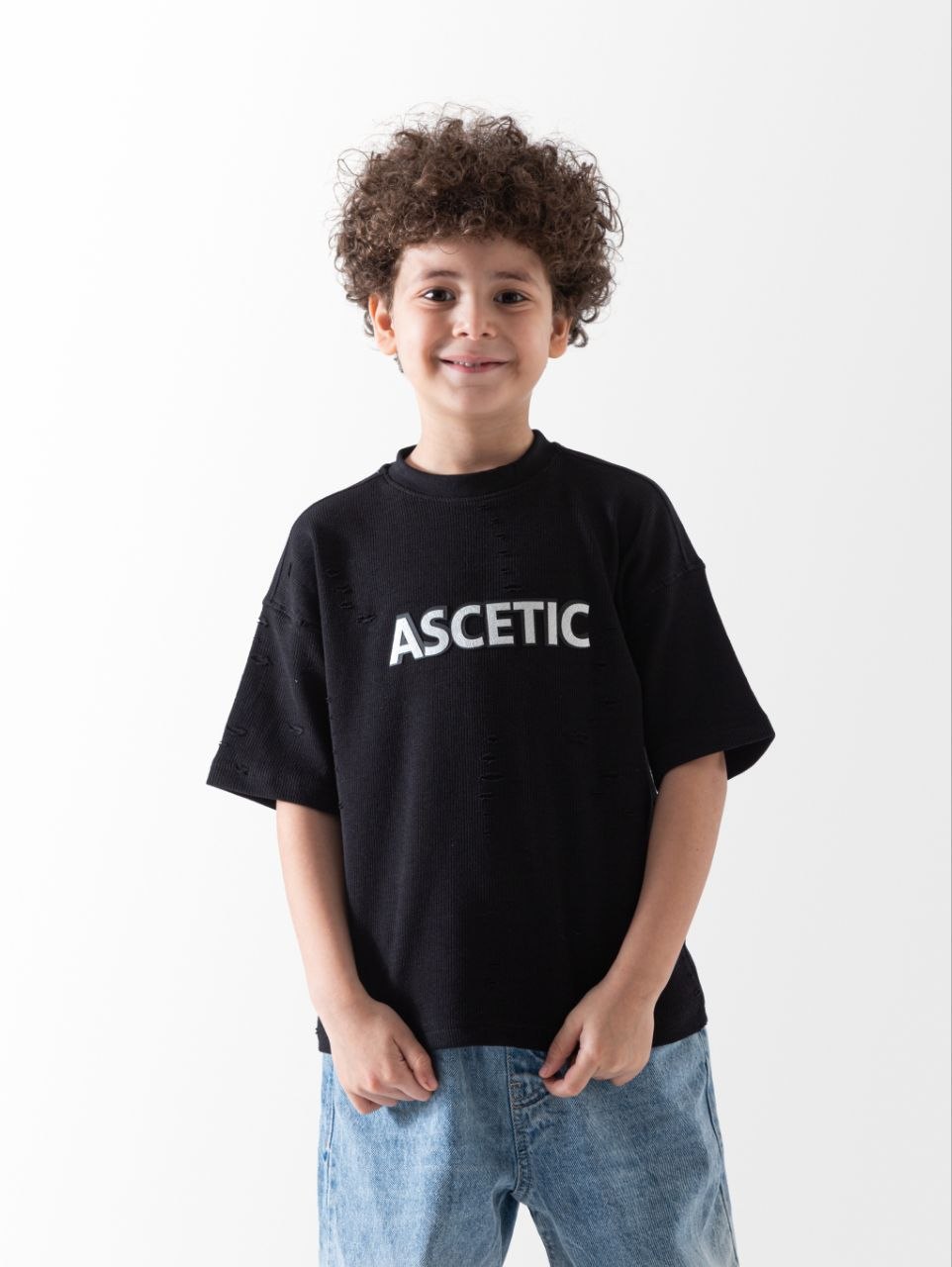 Boys Aesthetic Distressed Textured T-Shirt