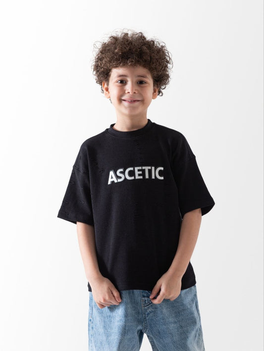 Boys Aesthetic Distressed Textured T-Shirt