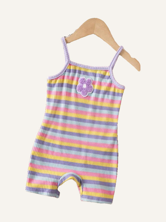 Girl Floral Camisole Romper Cute Flower Pattern Set