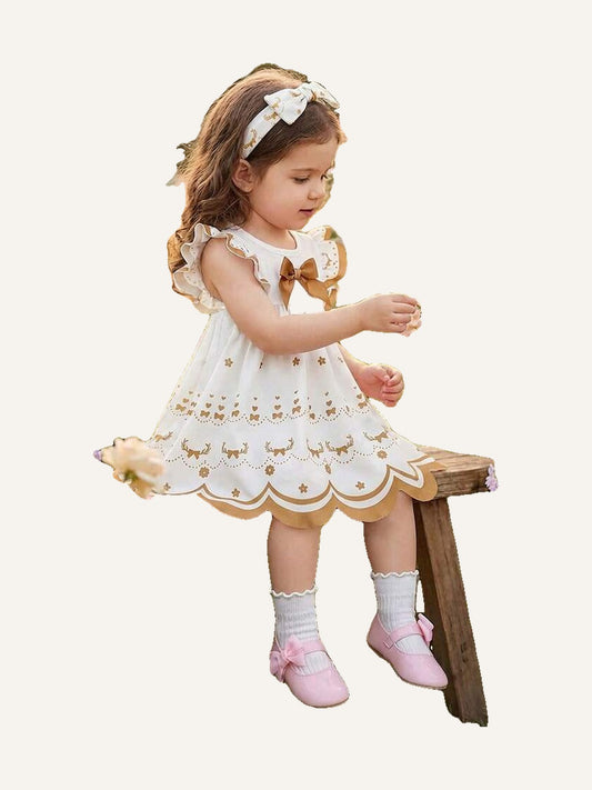 Bow Heart Round Neck Dress