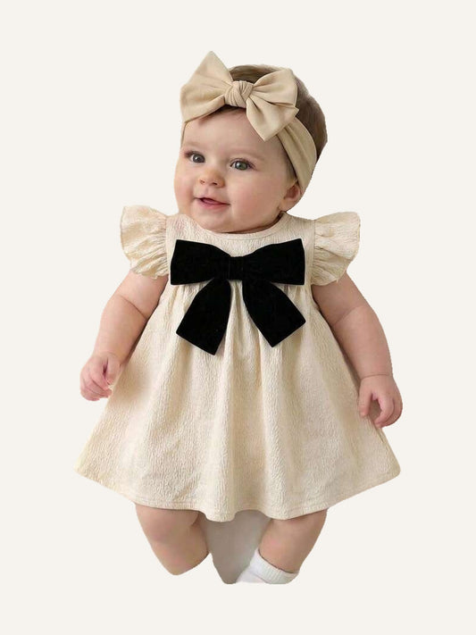 Girl Bow Textured Dress