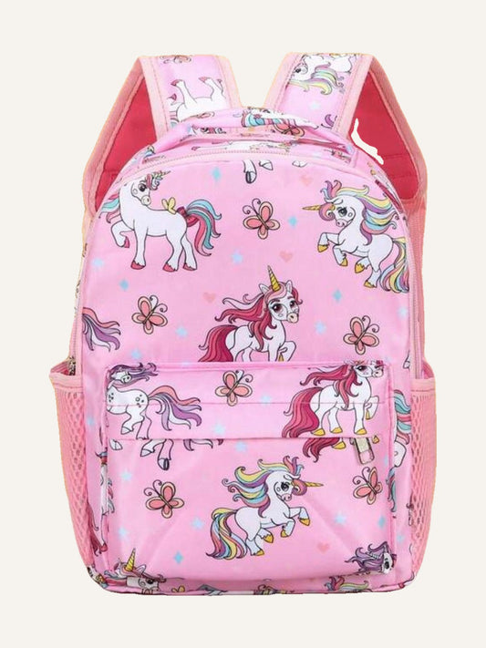 Pink Graphic Casual Backpack