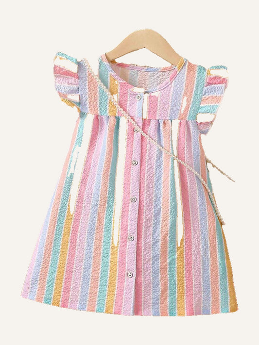 Girl Striped Ruffle Dress