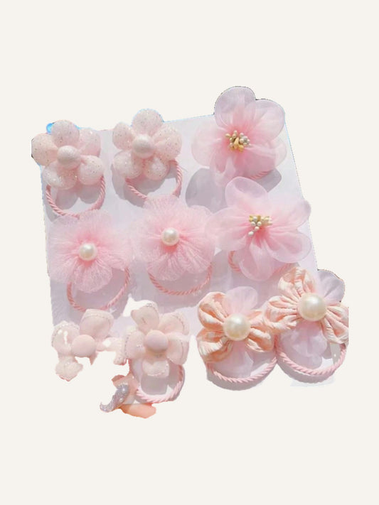 10pcs Random Color Cute & Sweet Floral Hair Scrunchies