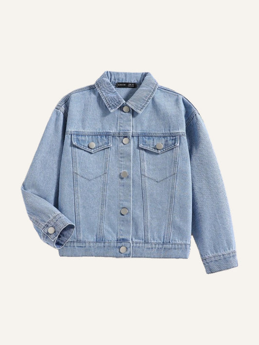 Tween Girl Butterfly & Slogan Graphic Denim Jacket,Holiday,Summer,Travel, School, Campus, College