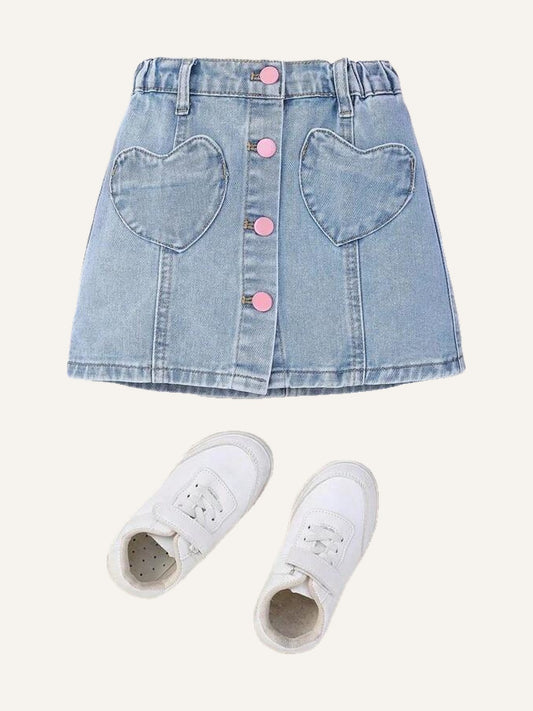 Girl Denim Heart Skirt