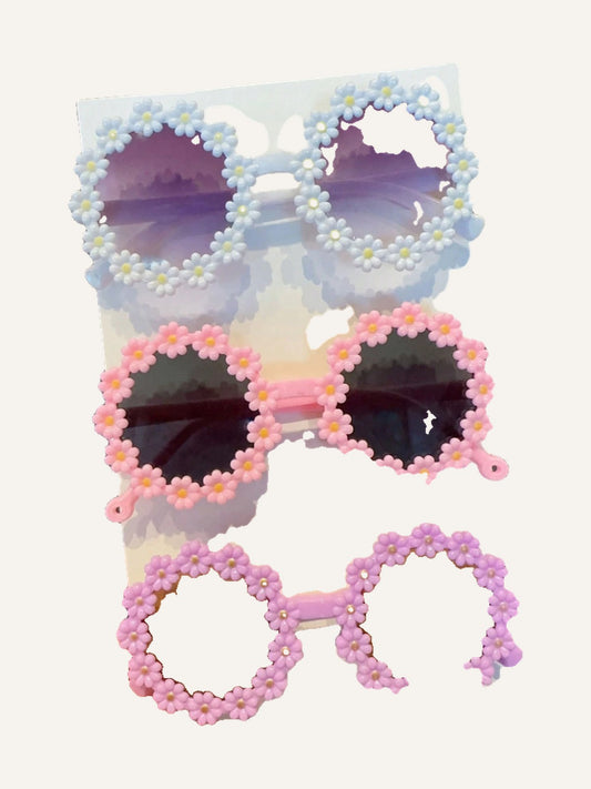 3pcs/Set Cute Fashion Colorful Floral Pattern Kids Eyewear Set For Boys And Girls, Card Display Only, Shipping Not Included