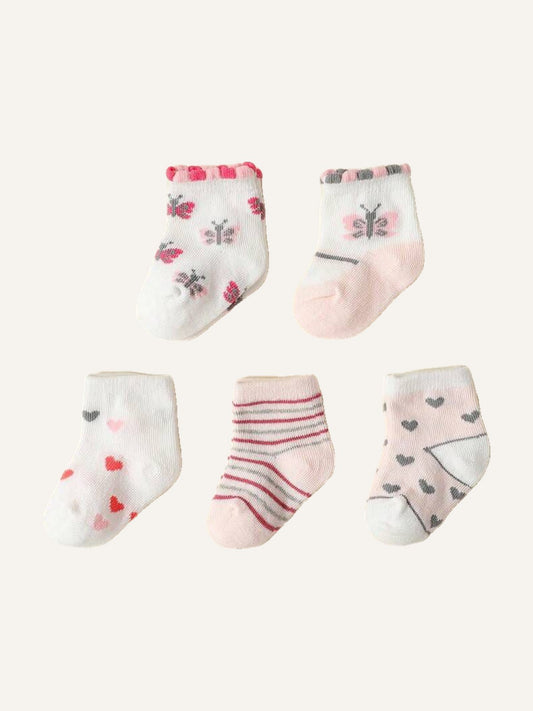 Girl 5 Pairs Butterfly Heart Socks