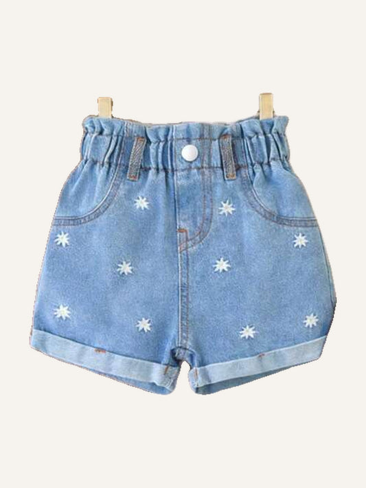 Girl Denim Ruffle Shorts