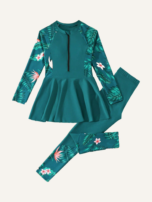 Tween Girls Teal Tankini Set  2 Pieces Swimwear