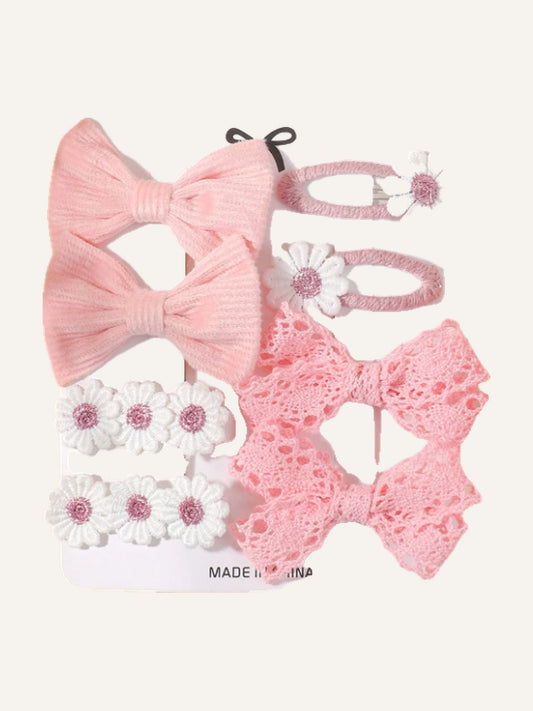 8pcs Cute Bowknot Hair Clips, Holiday Party Girl Ponytail Clips, Travel Style Hair Accessories For Girl